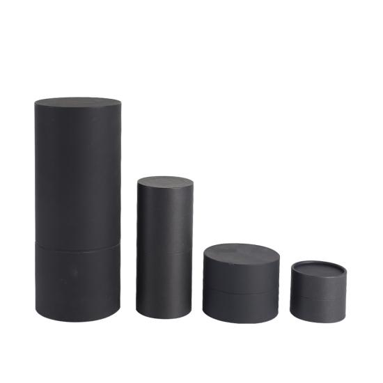 Black round cardboard tubes packaging for bottles